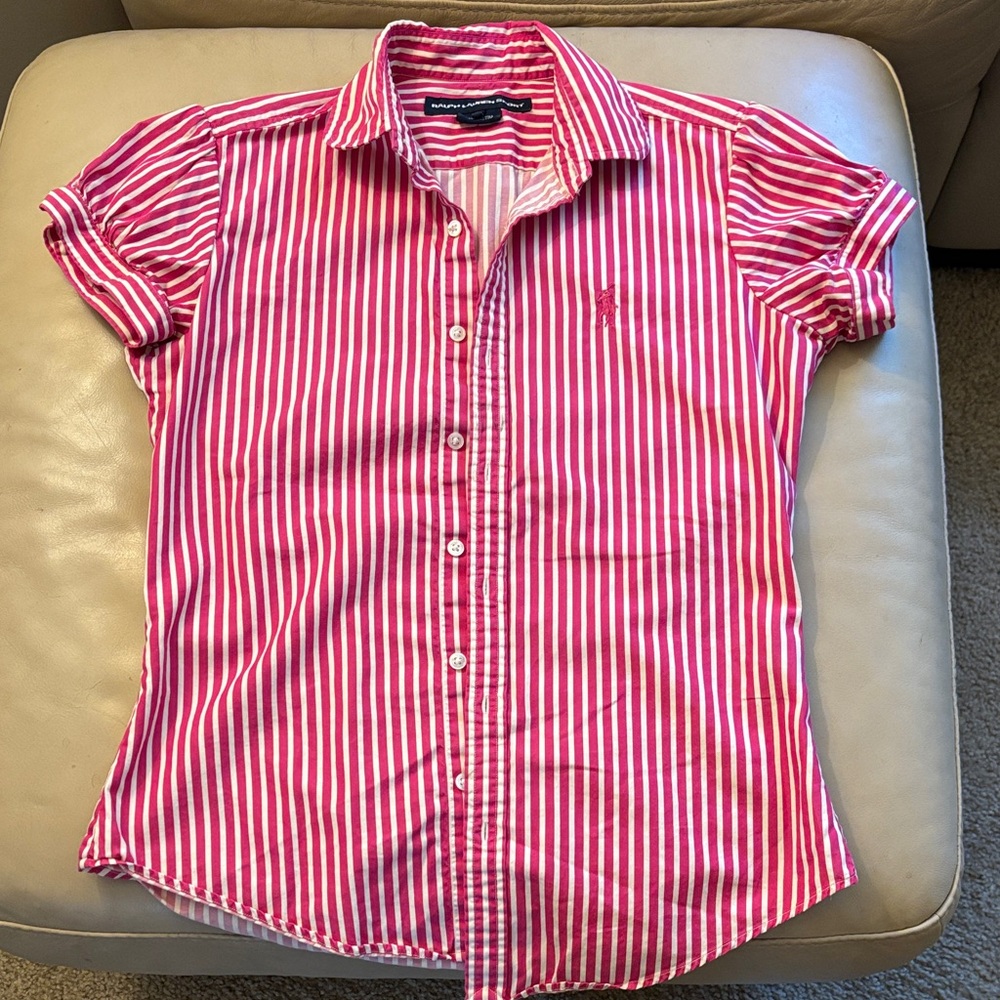 Vintage Ralph Lauren pink and White Striped Shirt